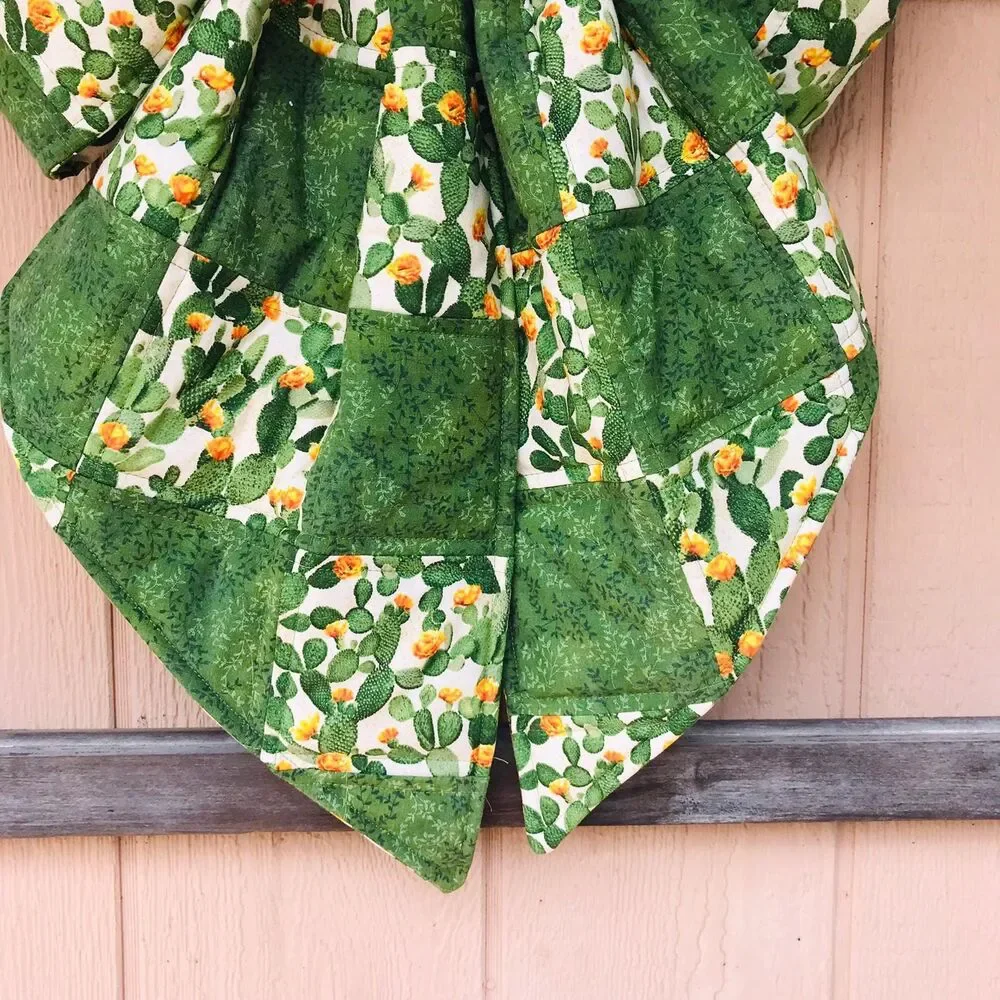 Giant Large Quilted Door Bow, Seasonal, Oversized Fabric Bow Southwestern Cactus